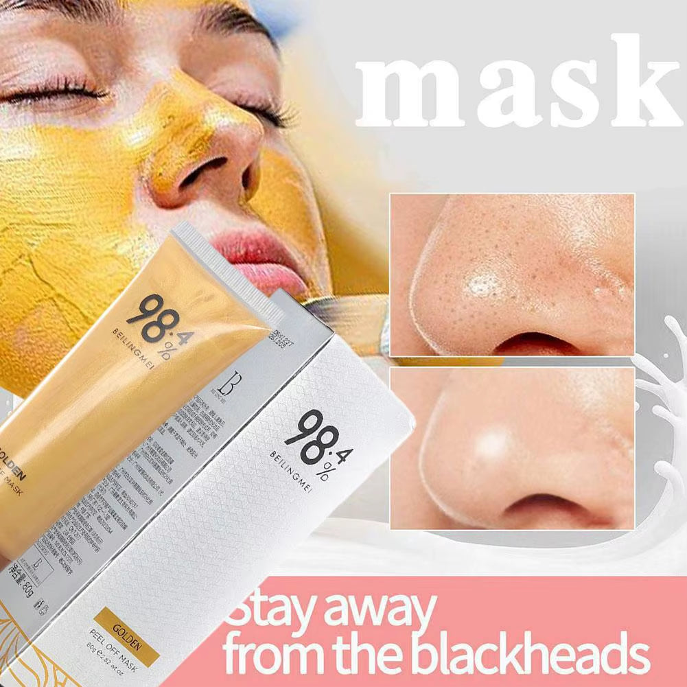 Gold Foil Peel-Off Mask, 98.4% Golden Peel off Mask, Gold Face Mask for Moisturizing, Removes Blackheads, Reduces Fine Lines