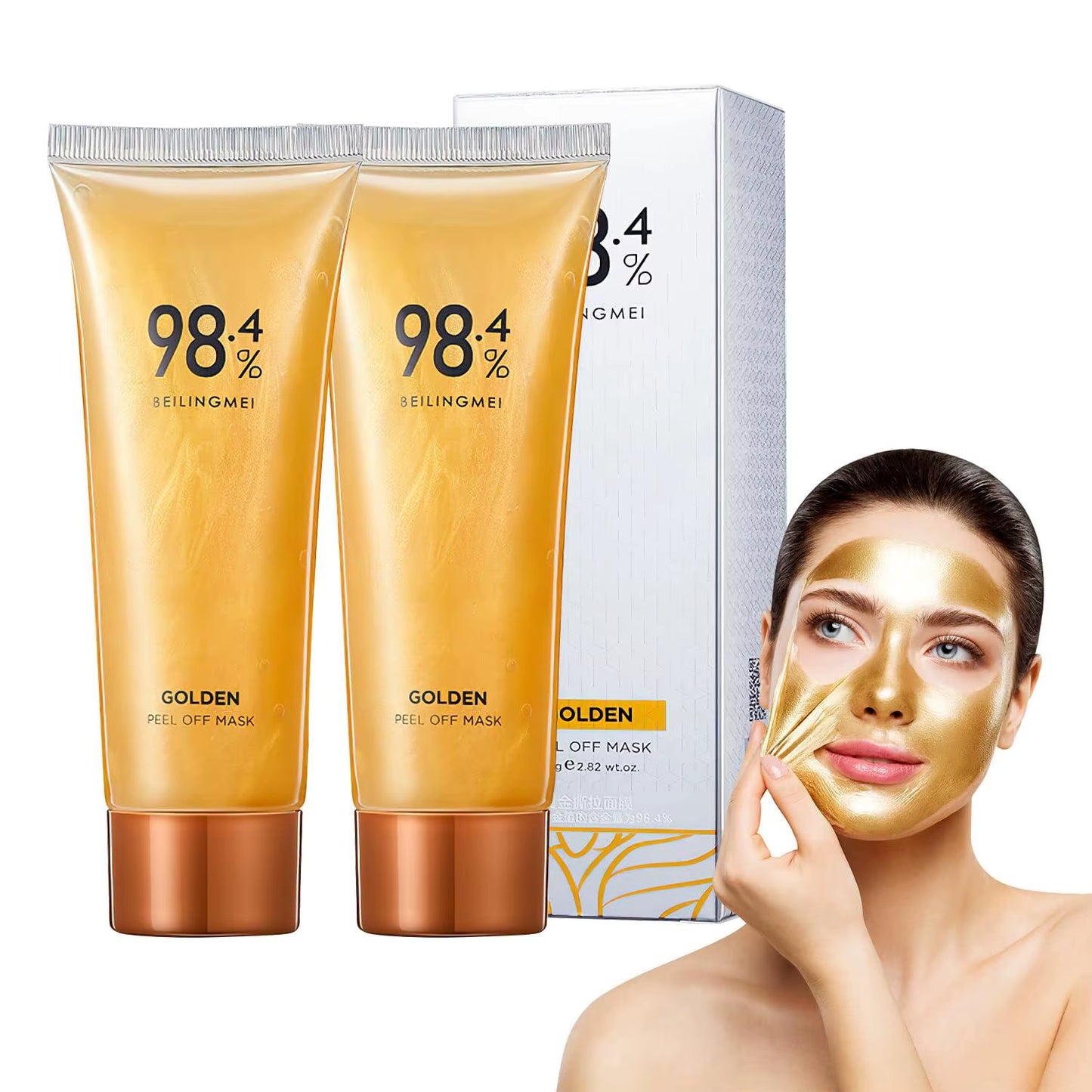 Gold Foil Peel-Off Mask, 98.4% Golden Peel off Mask, Gold Face Mask for Moisturizing, Removes Blackheads, Reduces Fine Lines