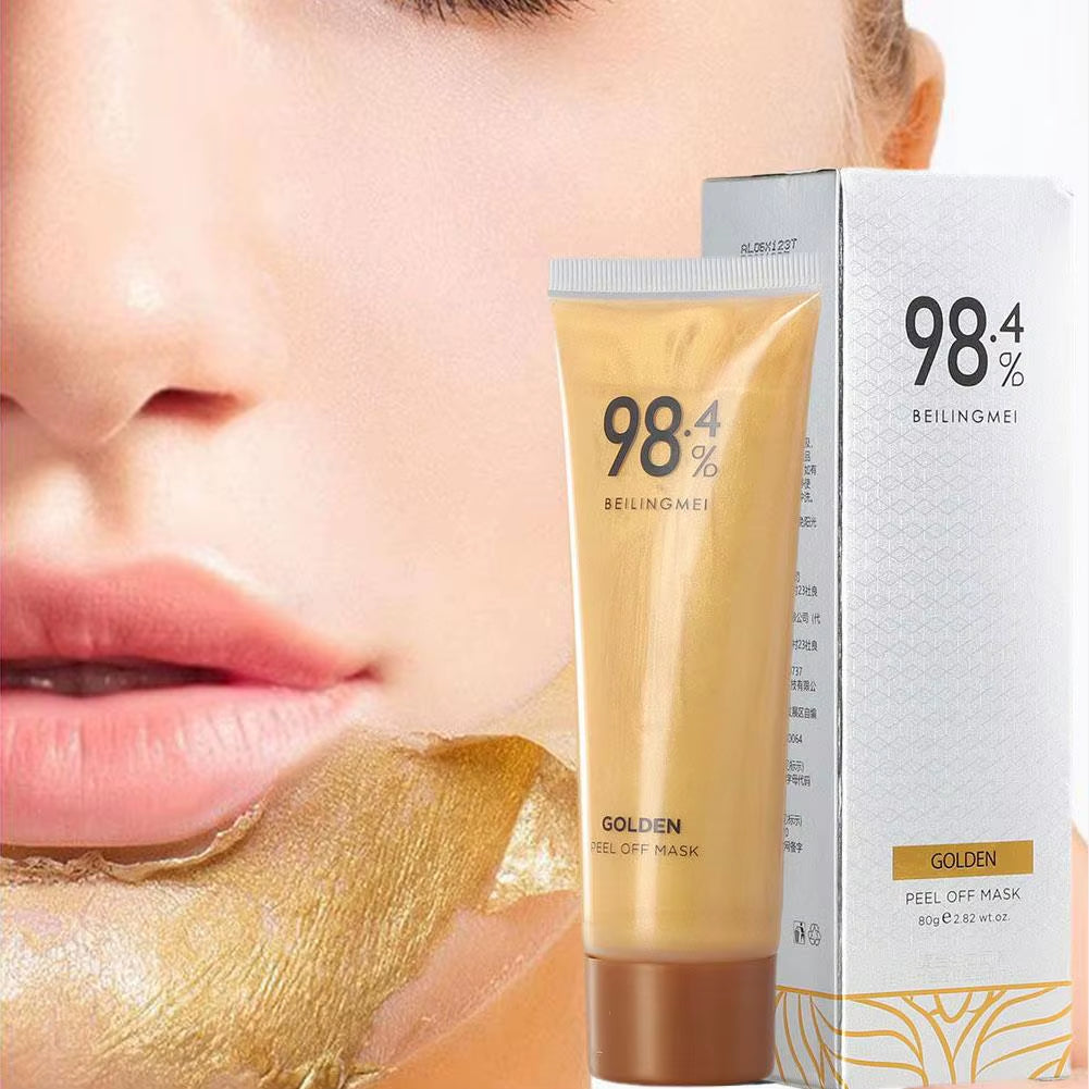 Gold Foil Peel-Off Mask, 98.4% Golden Peel off Mask, Gold Face Mask for Moisturizing, Removes Blackheads, Reduces Fine Lines