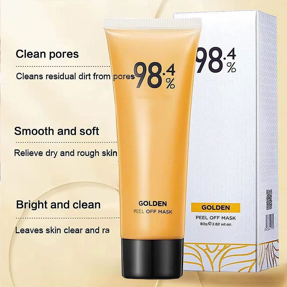 Gold Foil Peel-Off Mask, 98.4% Golden Peel off Mask, Gold Face Mask for Moisturizing, Removes Blackheads, Reduces Fine Lines