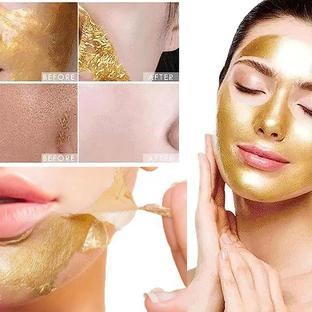 Gold Foil Peel-Off Mask, 98.4% Golden Peel off Mask, Gold Face Mask for Moisturizing, Removes Blackheads, Reduces Fine Lines